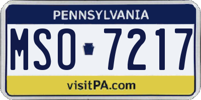 PA license plate MSO7217