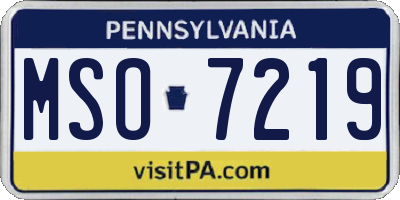 PA license plate MSO7219