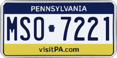 PA license plate MSO7221