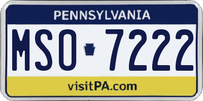 PA license plate MSO7222