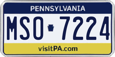 PA license plate MSO7224