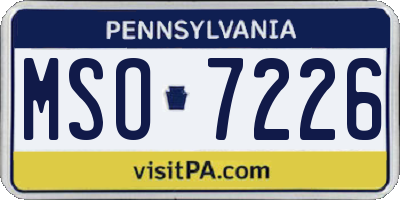 PA license plate MSO7226