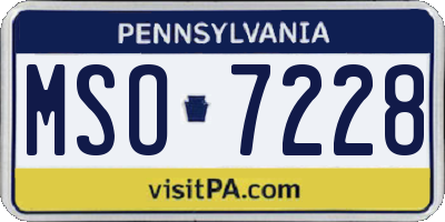 PA license plate MSO7228