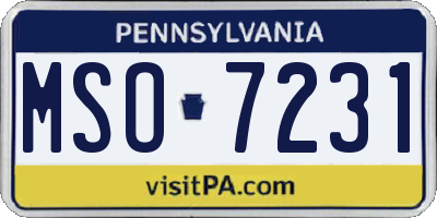 PA license plate MSO7231