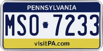 PA license plate MSO7233