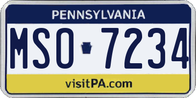 PA license plate MSO7234
