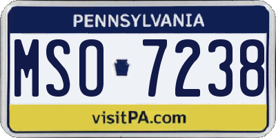 PA license plate MSO7238