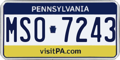 PA license plate MSO7243