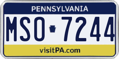 PA license plate MSO7244