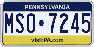 PA license plate MSO7245
