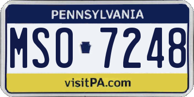 PA license plate MSO7248