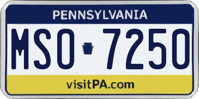 PA license plate MSO7250