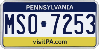 PA license plate MSO7253