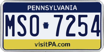 PA license plate MSO7254