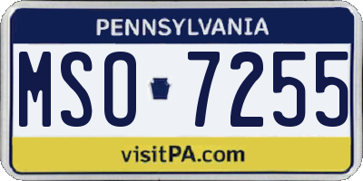 PA license plate MSO7255