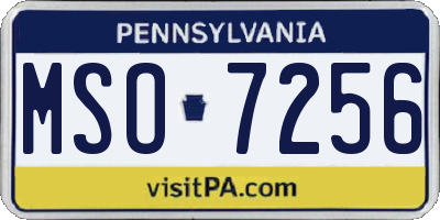 PA license plate MSO7256