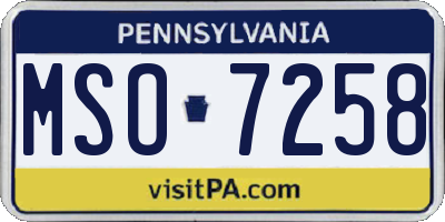 PA license plate MSO7258