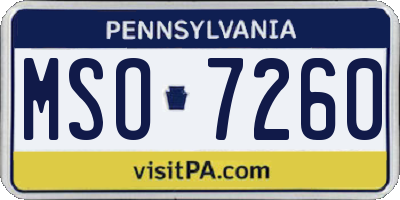 PA license plate MSO7260
