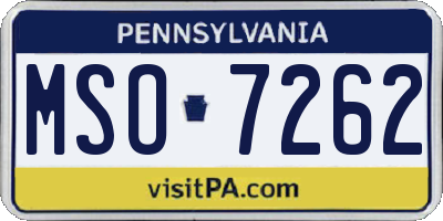 PA license plate MSO7262
