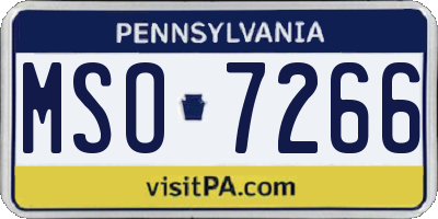 PA license plate MSO7266