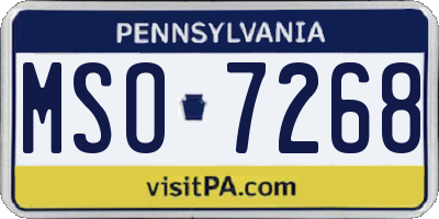 PA license plate MSO7268