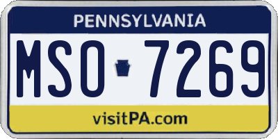 PA license plate MSO7269