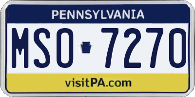 PA license plate MSO7270
