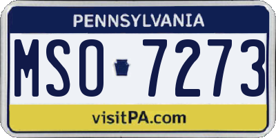 PA license plate MSO7273
