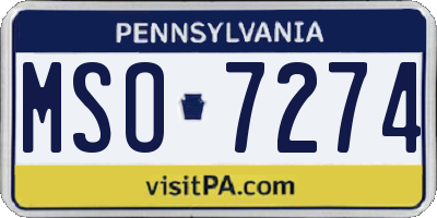PA license plate MSO7274
