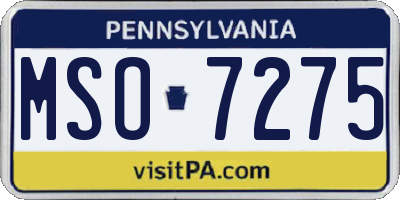 PA license plate MSO7275