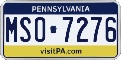 PA license plate MSO7276