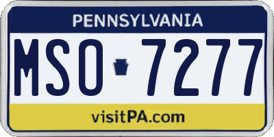 PA license plate MSO7277