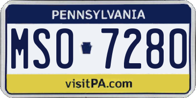 PA license plate MSO7280