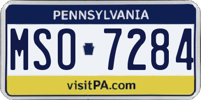 PA license plate MSO7284