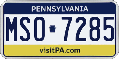 PA license plate MSO7285
