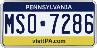 PA license plate MSO7286