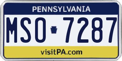 PA license plate MSO7287