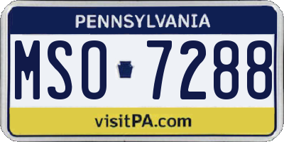 PA license plate MSO7288