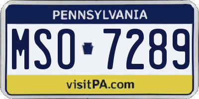 PA license plate MSO7289
