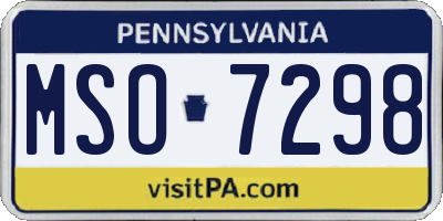 PA license plate MSO7298