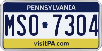 PA license plate MSO7304