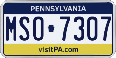 PA license plate MSO7307