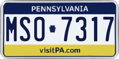 PA license plate MSO7317