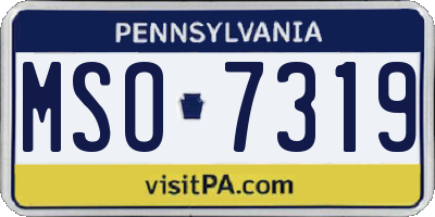 PA license plate MSO7319