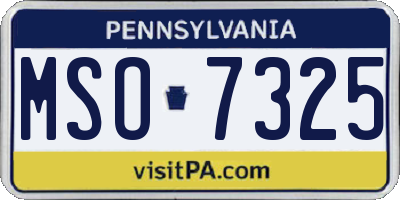 PA license plate MSO7325