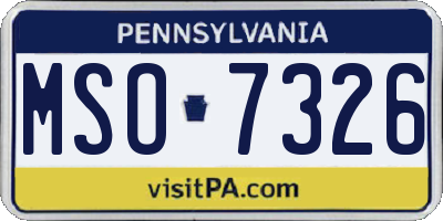 PA license plate MSO7326