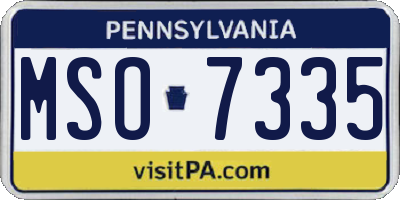 PA license plate MSO7335