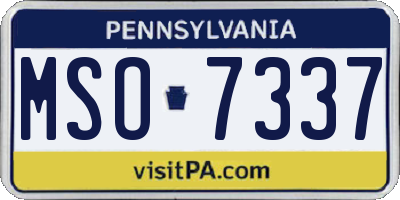 PA license plate MSO7337