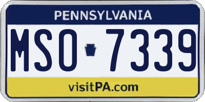 PA license plate MSO7339