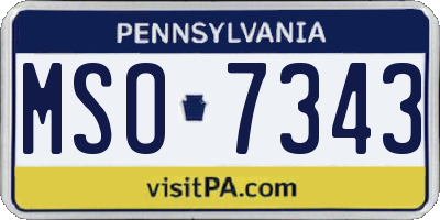 PA license plate MSO7343